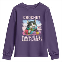 Funny Crochet Cat Youth Sweatshirt Crochet Makes Me Feel Less Murdery