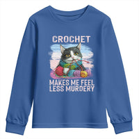 Funny Crochet Cat Youth Sweatshirt Crochet Makes Me Feel Less Murdery