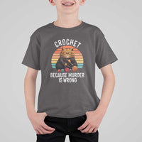 Funny Crochet Cat T Shirt For Kid Because Murder Is Wrong