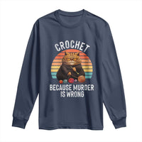 Funny Crochet Cat Long Sleeve Shirt Because Murder Is Wrong