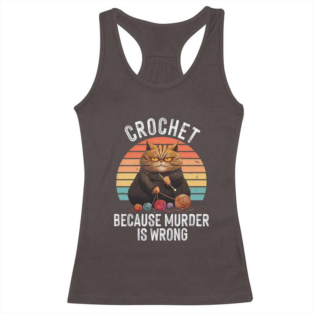 Funny Crochet Cat Racerback Tank Top Because Murder Is Wrong