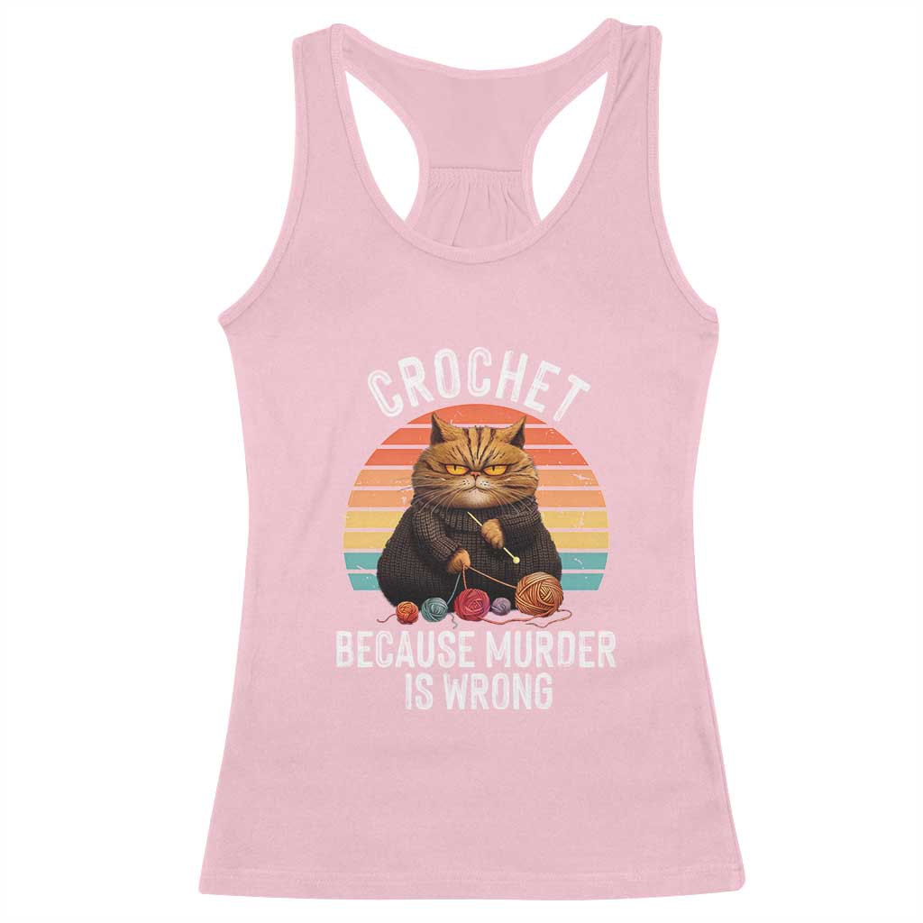 Funny Crochet Cat Racerback Tank Top Because Murder Is Wrong