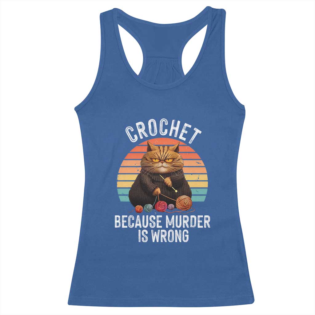 Funny Crochet Cat Racerback Tank Top Because Murder Is Wrong
