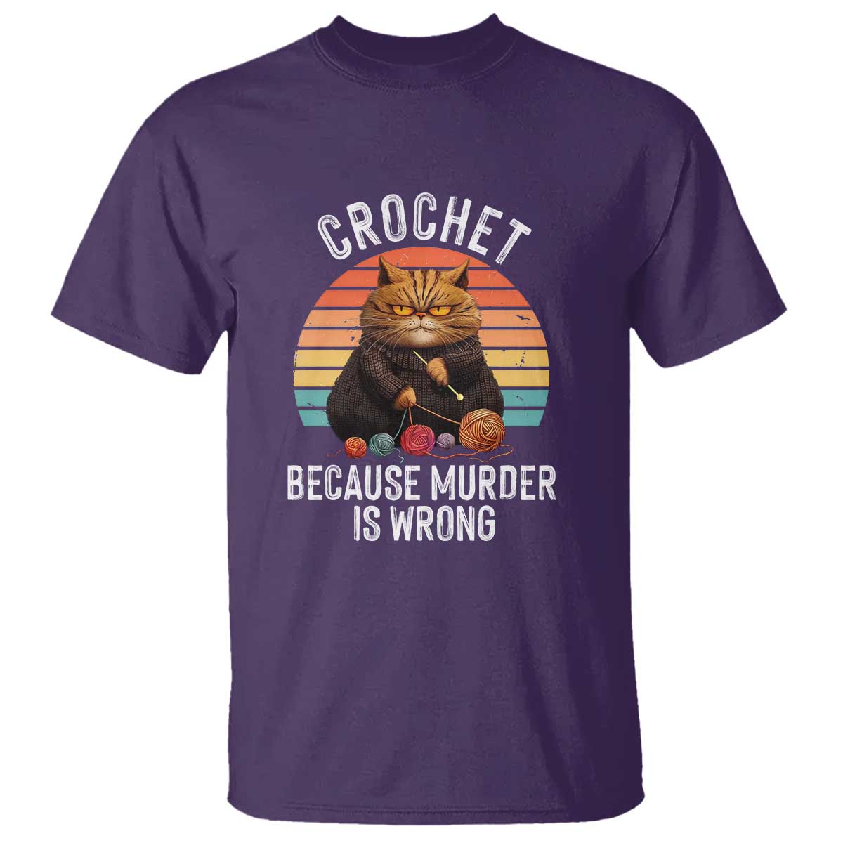 Funny Crochet Cat T Shirt Because Murder Is Wrong