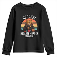 Funny Crochet Cat Youth Sweatshirt Because Murder Is Wrong