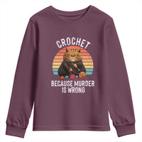 Funny Crochet Cat Youth Sweatshirt Because Murder Is Wrong