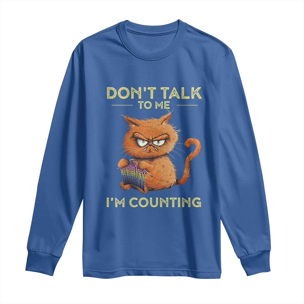 Funny Crochet Cat Long Sleeve Shirt Don't Talk To Me I'm Counting