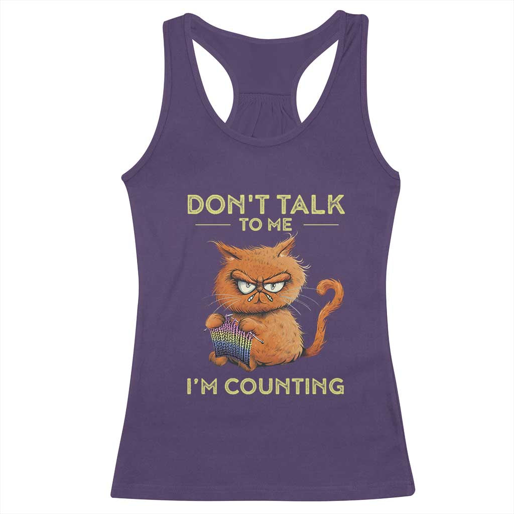 Funny Crochet Cat Racerback Tank Top Don't Talk To Me I'm Counting