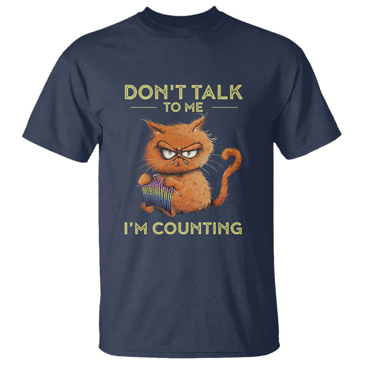 Funny Crochet Cat T Shirt Don't Talk To Me I'm Counting