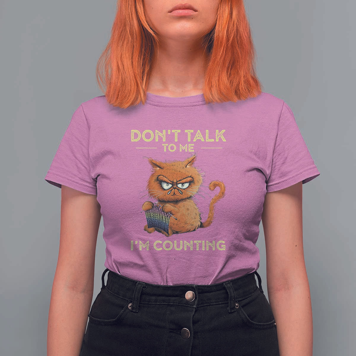 Funny Crochet Cat T Shirt For Women Don't Talk To Me I'm Counting