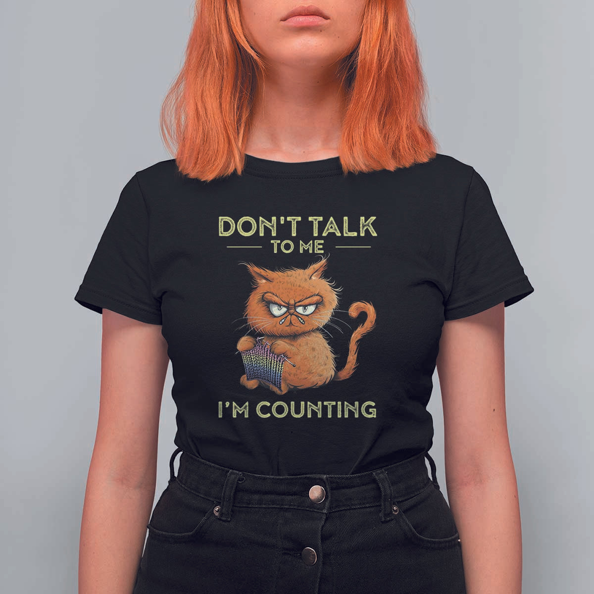 Funny Crochet Cat T Shirt For Women Don't Talk To Me I'm Counting