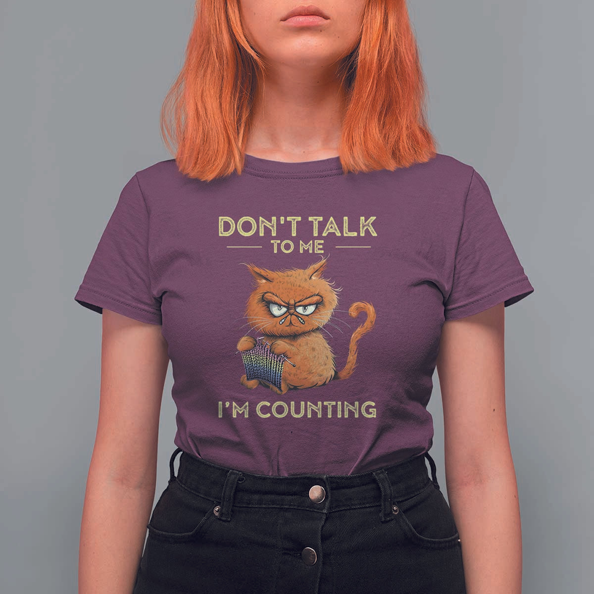 Funny Crochet Cat T Shirt For Women Don't Talk To Me I'm Counting