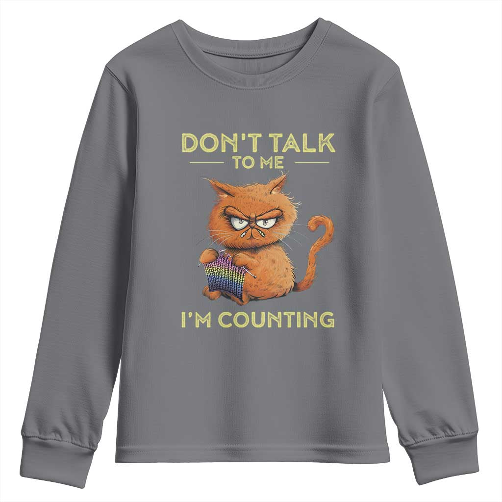 Funny Crochet Cat Youth Sweatshirt Don't Talk To Me I'm Counting