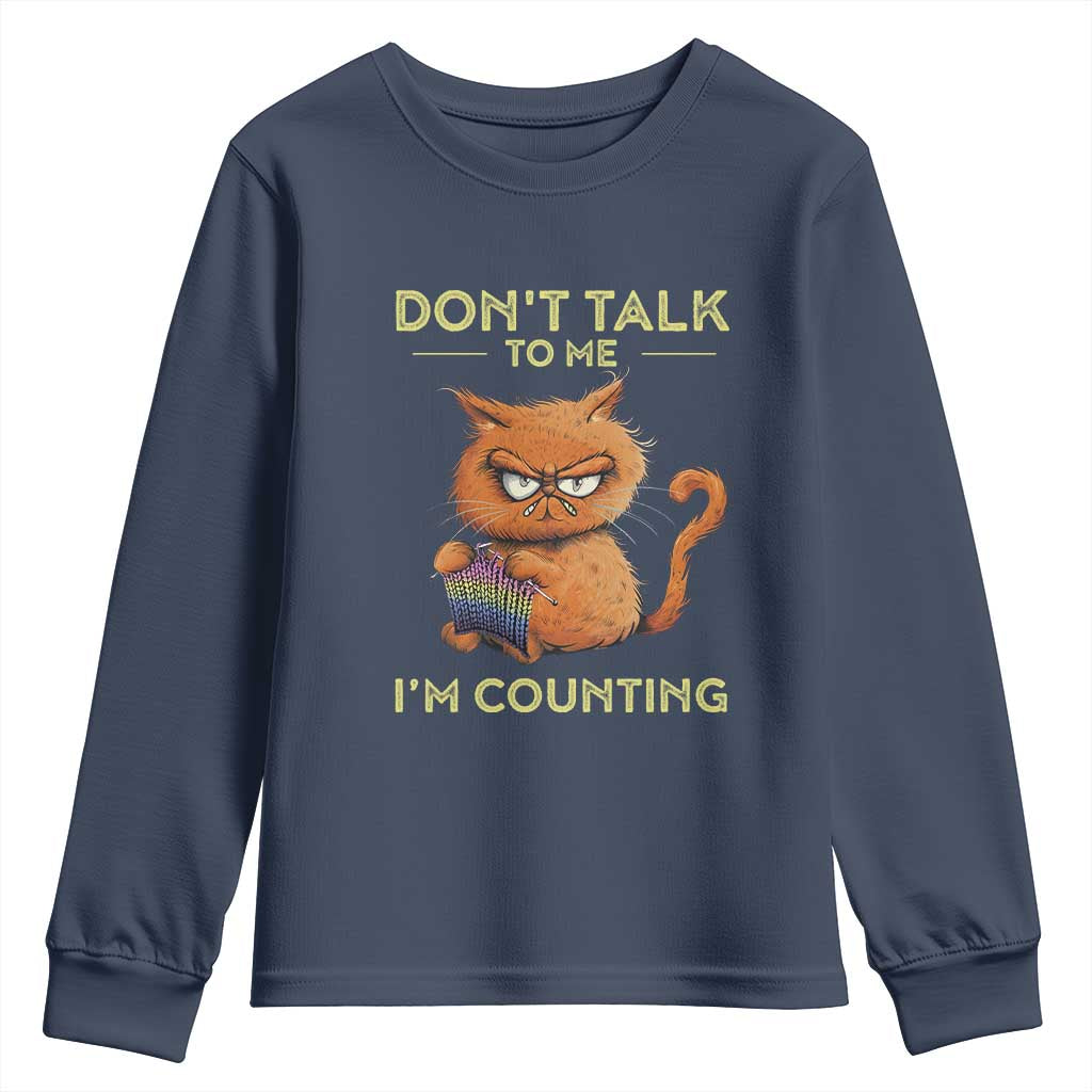 Funny Crochet Cat Youth Sweatshirt Don't Talk To Me I'm Counting