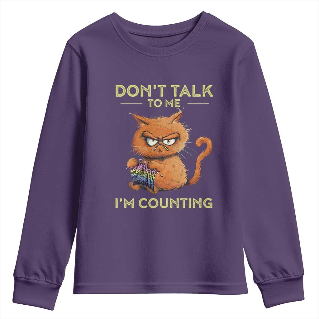 Funny Crochet Cat Youth Sweatshirt Don't Talk To Me I'm Counting