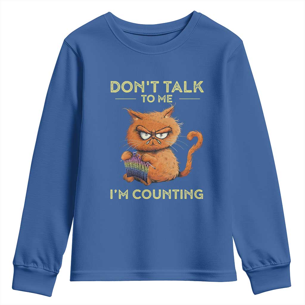 Funny Crochet Cat Youth Sweatshirt Don't Talk To Me I'm Counting