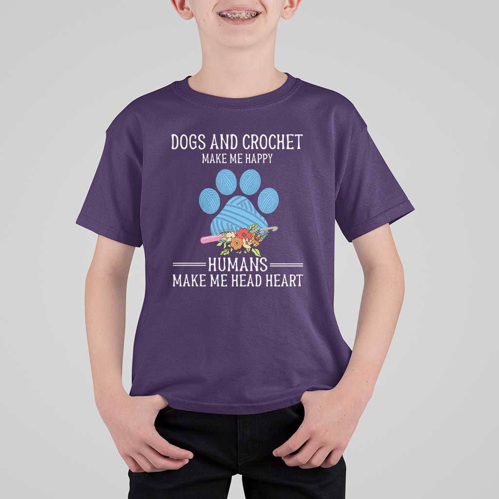 Funny Dogs And Crochet T Shirt For Kid Make Me Happy