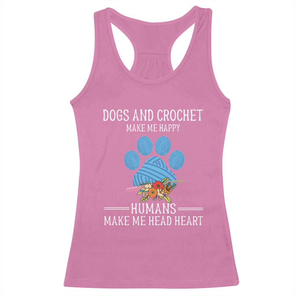 Funny Dogs And Crochet Racerback Tank Top Make Me Happy