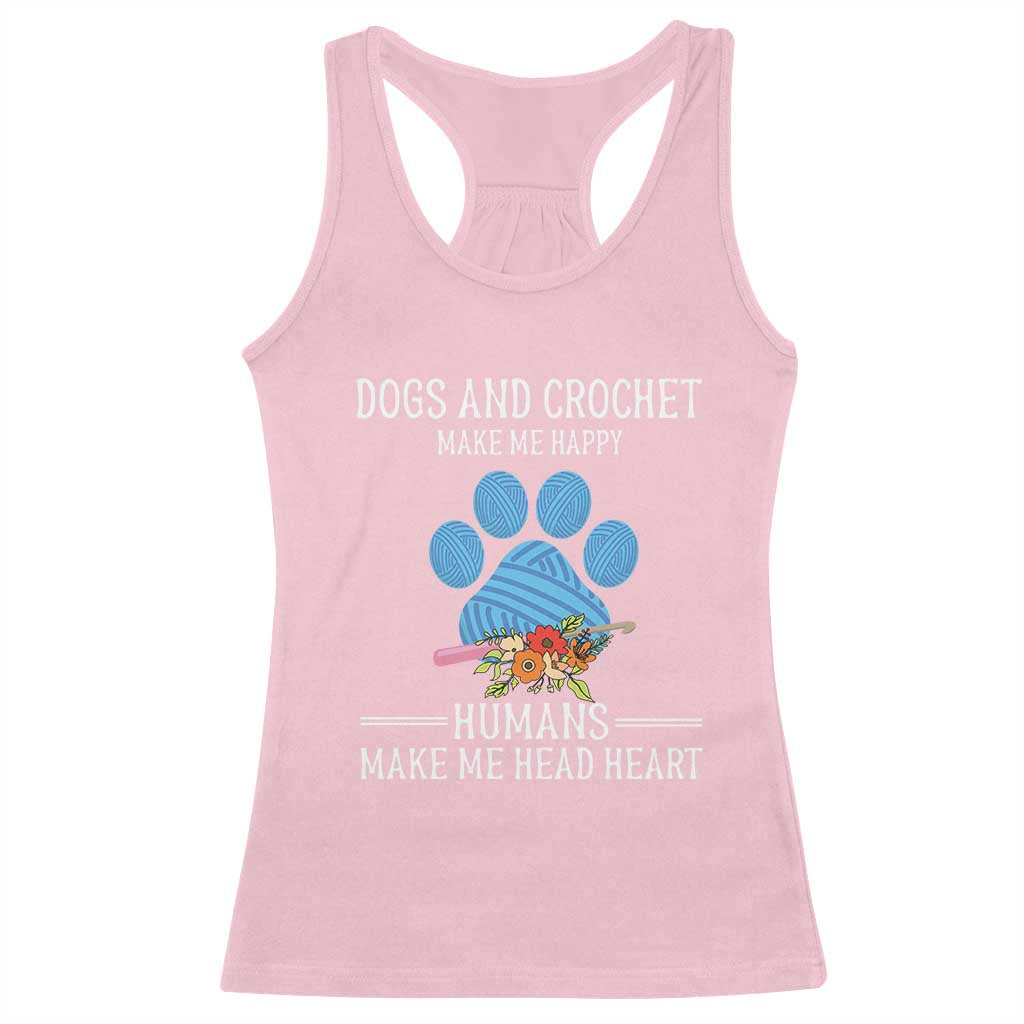 Funny Dogs And Crochet Racerback Tank Top Make Me Happy