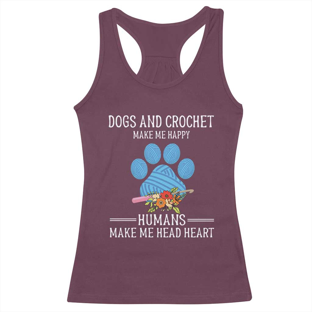 Funny Dogs And Crochet Racerback Tank Top Make Me Happy