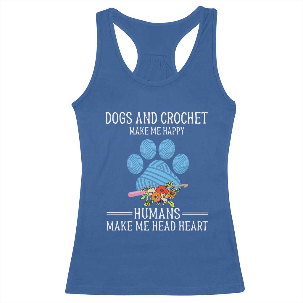 Funny Dogs And Crochet Racerback Tank Top Make Me Happy