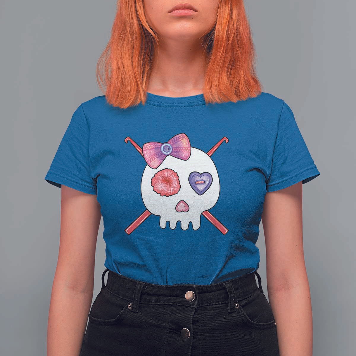 Cute Skull Crochet Knitting T Shirt For Women