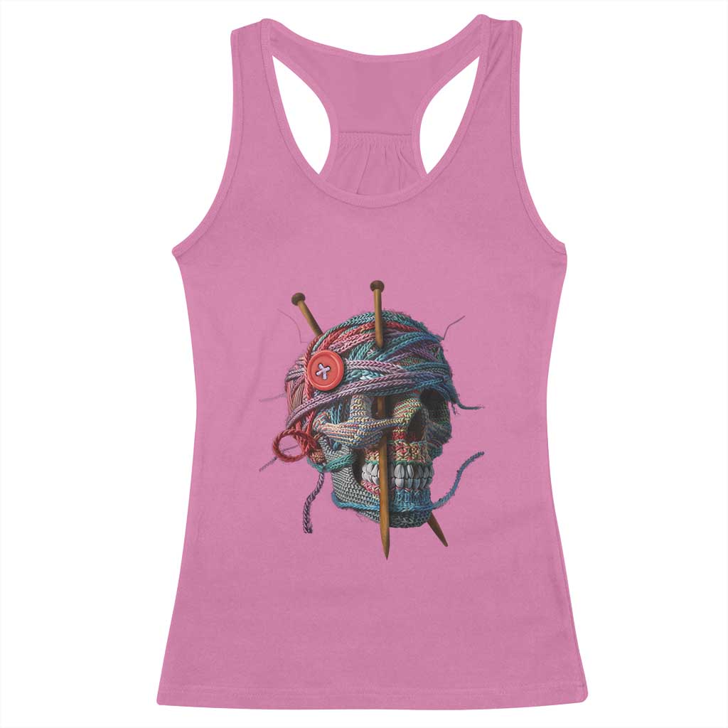 Funny Crochet Racerback Tank Top Yard Skull Halloween Knitting