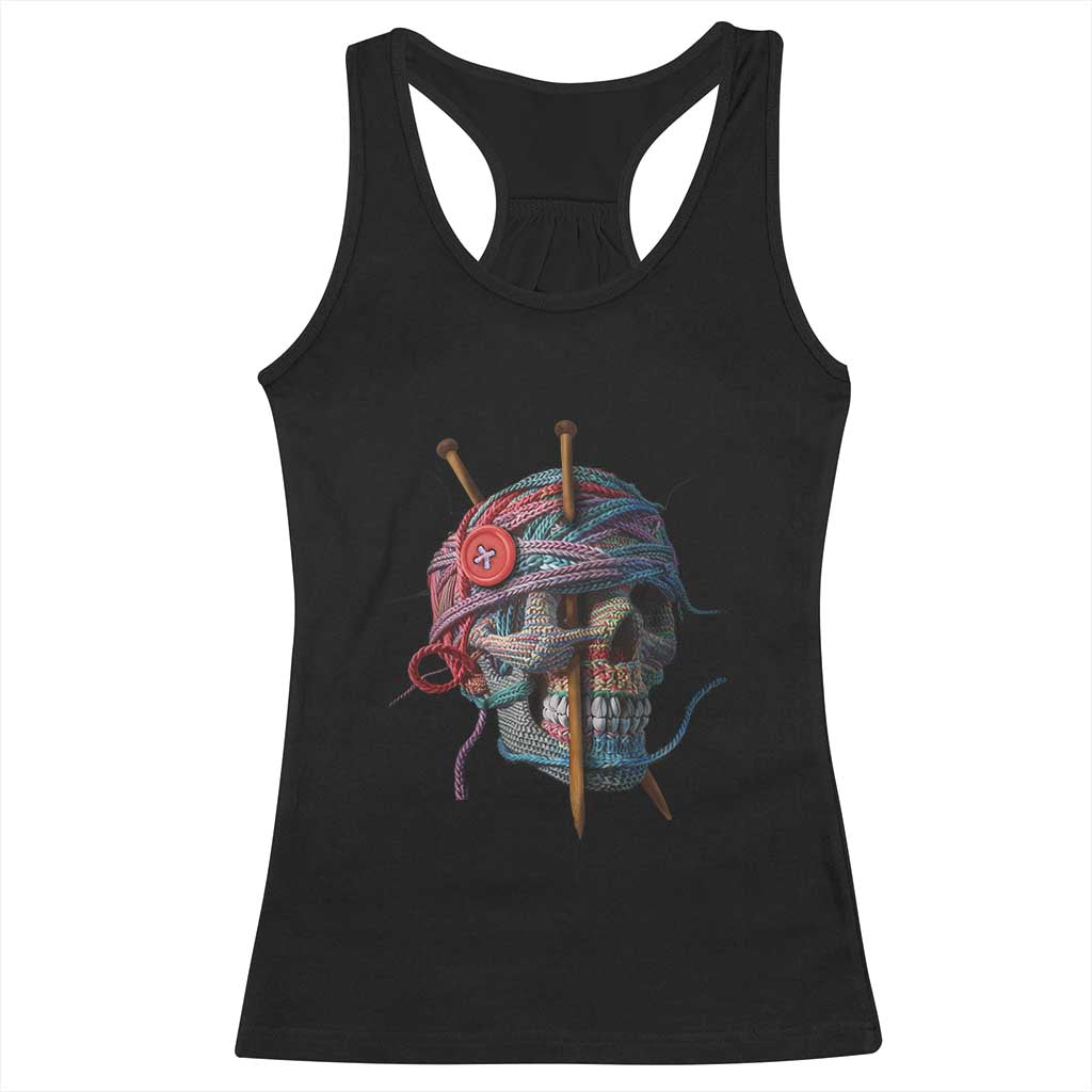 Funny Crochet Racerback Tank Top Yard Skull Halloween Knitting