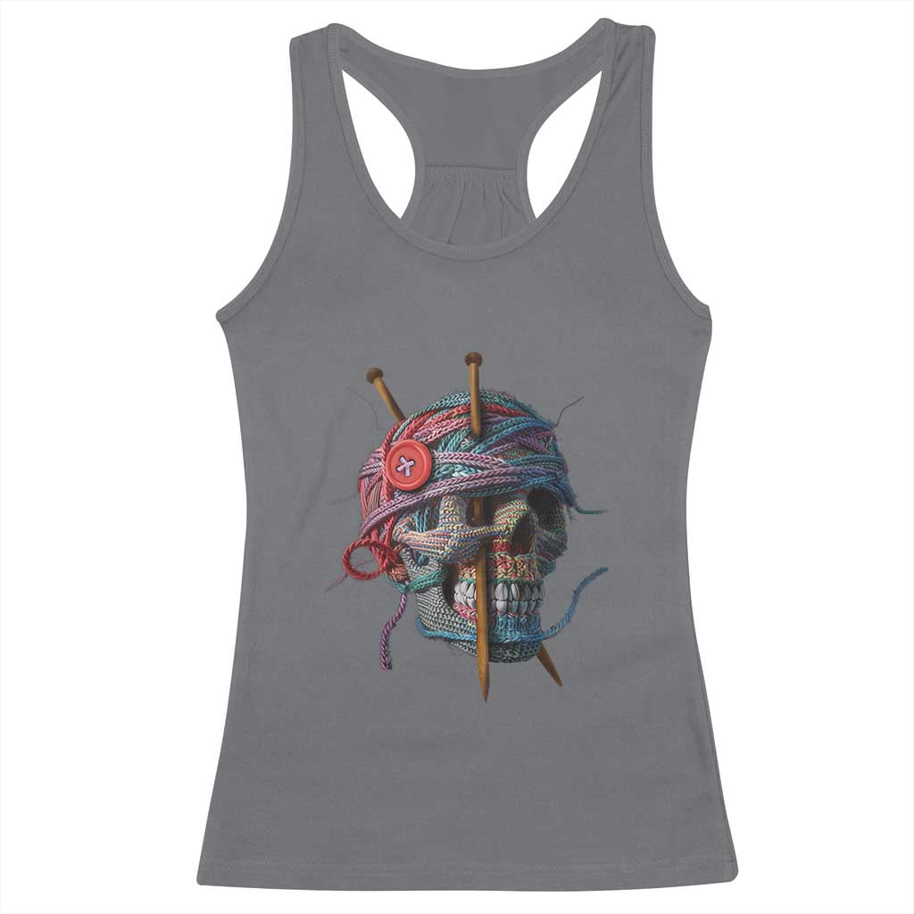 Funny Crochet Racerback Tank Top Yard Skull Halloween Knitting