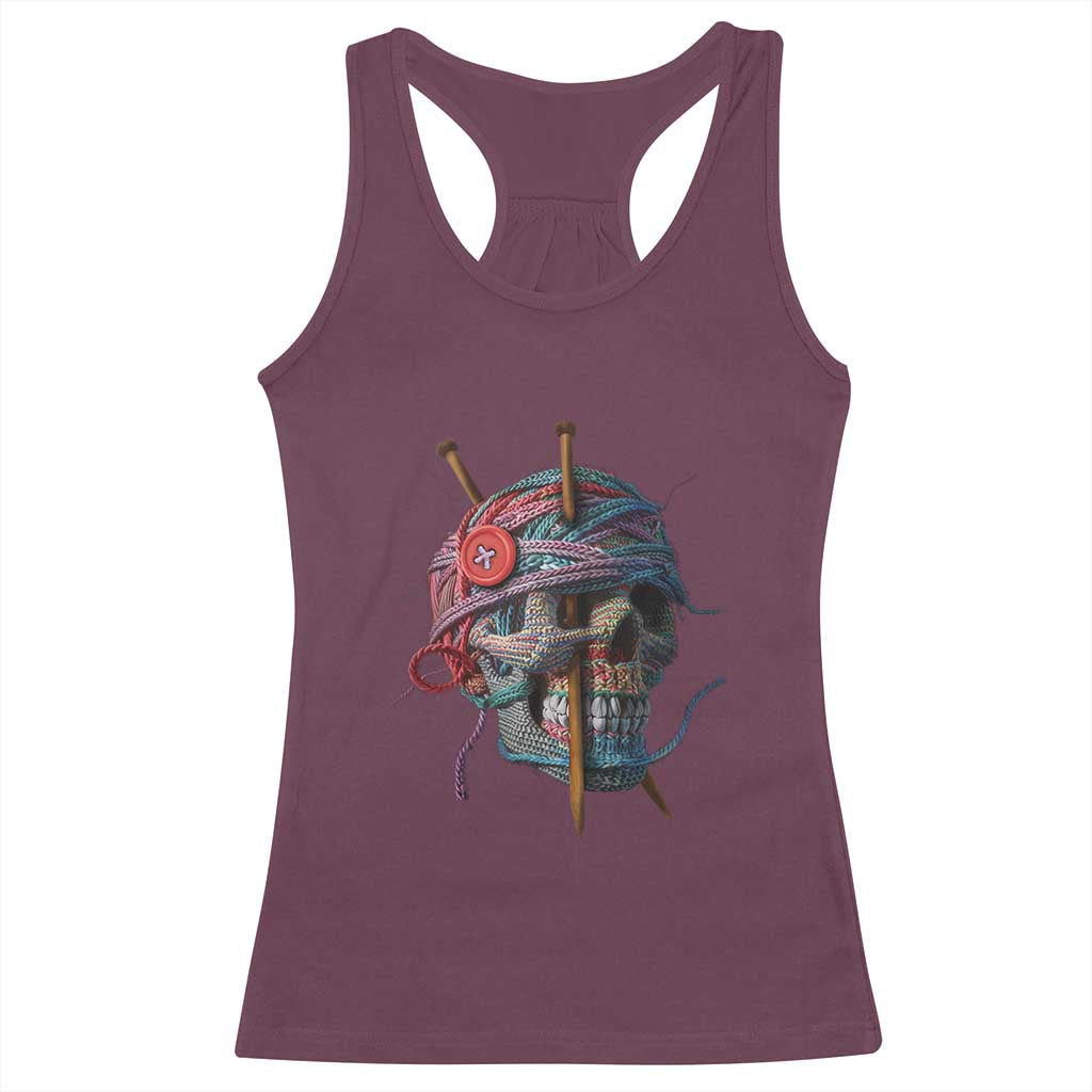 Funny Crochet Racerback Tank Top Yard Skull Halloween Knitting