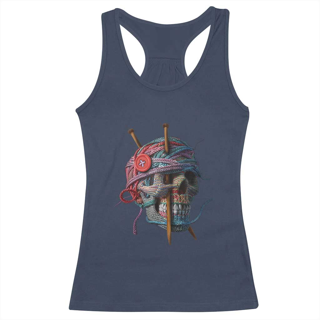 Funny Crochet Racerback Tank Top Yard Skull Halloween Knitting