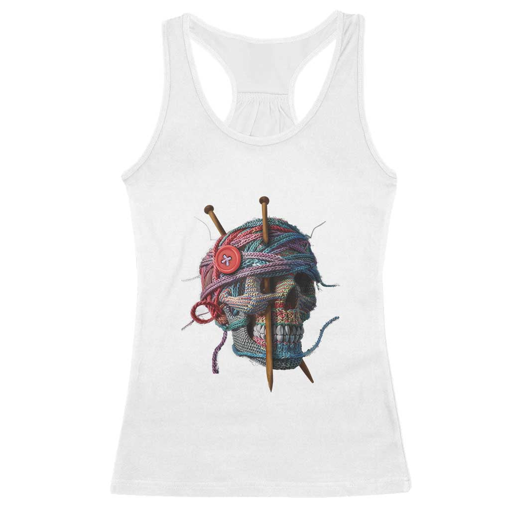 Funny Crochet Racerback Tank Top Yard Skull Halloween Knitting
