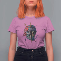 Funny Crochet T Shirt For Women Yard Skull Halloween Knitting