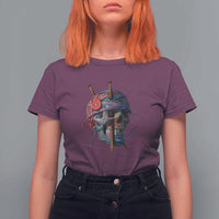 Funny Crochet T Shirt For Women Yard Skull Halloween Knitting