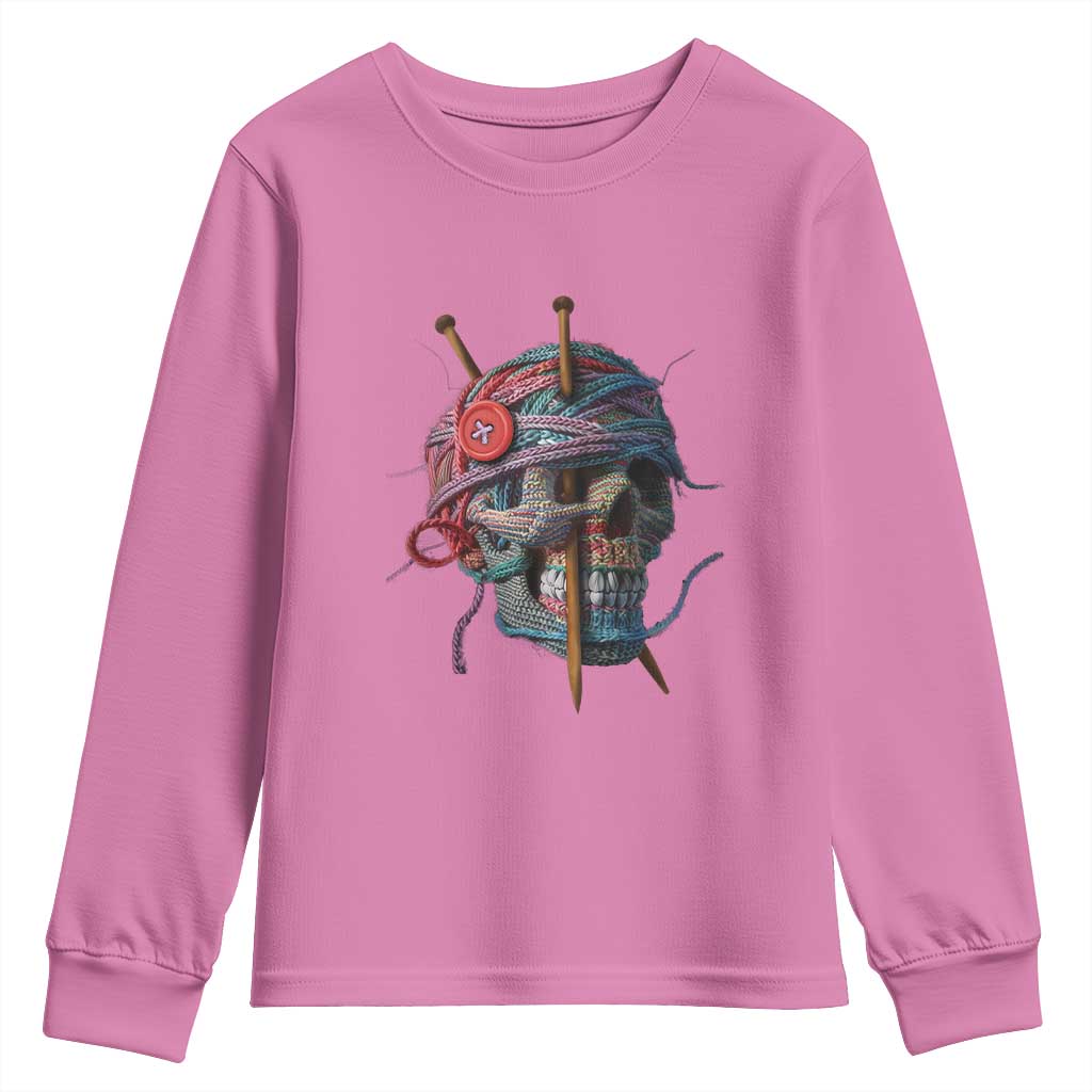 Funny Crochet Youth Sweatshirt Yard Skull Halloween Knitting