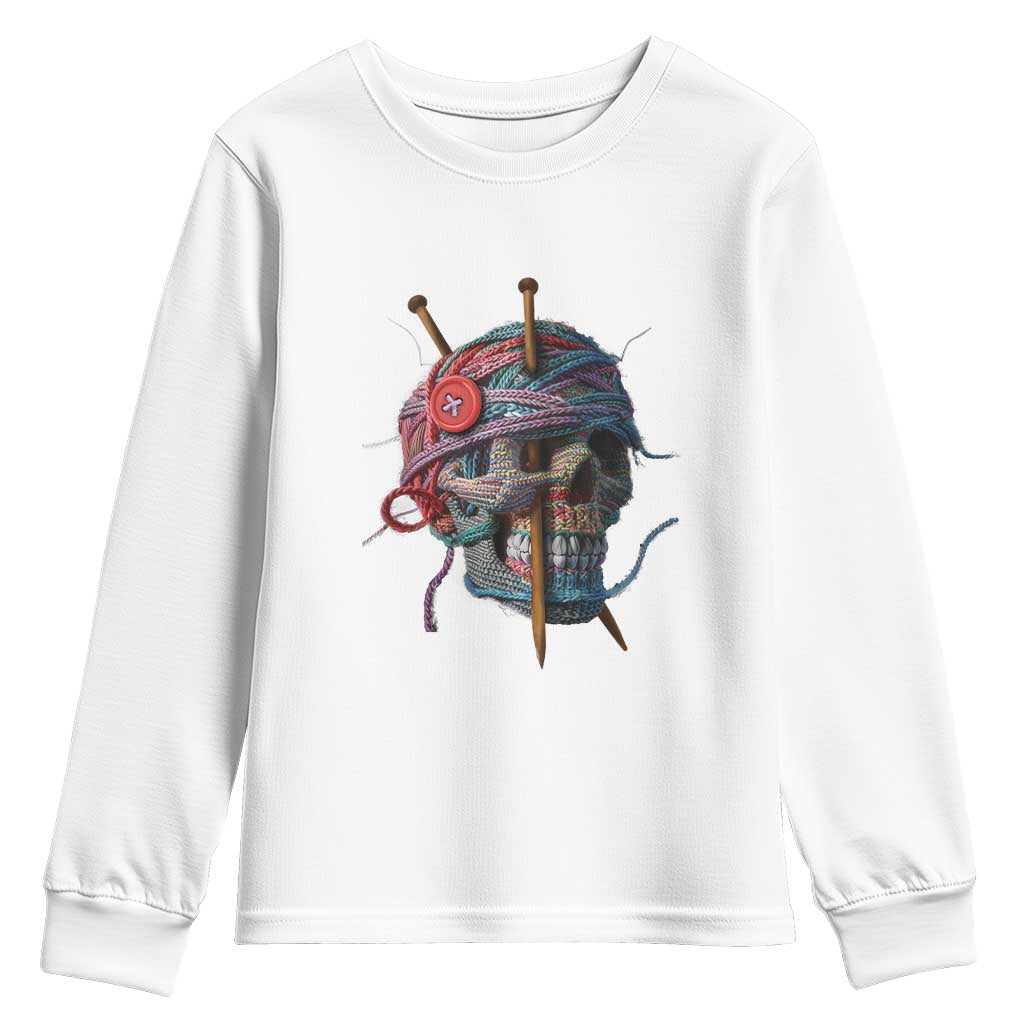 Funny Crochet Youth Sweatshirt Yard Skull Halloween Knitting