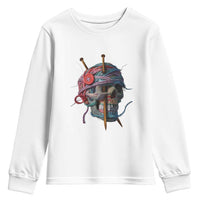 Funny Crochet Youth Sweatshirt Yard Skull Halloween Knitting