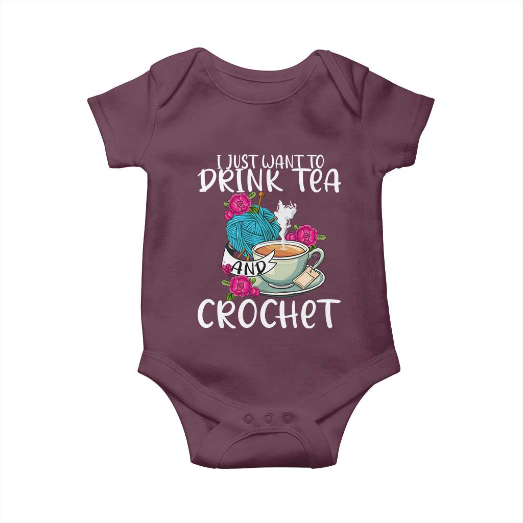 Just Want To Drink Tea And Crochet Baby Onesie
