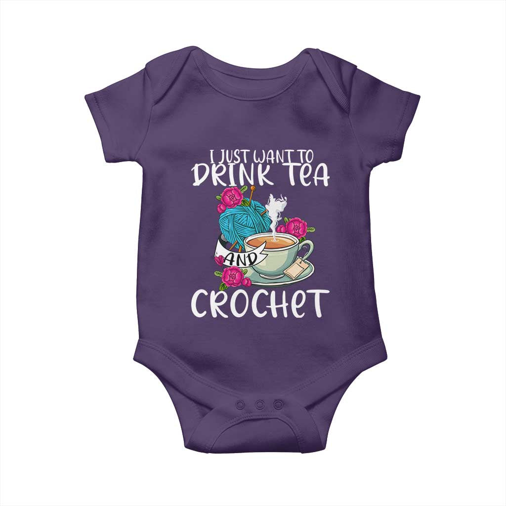 Just Want To Drink Tea And Crochet Baby Onesie