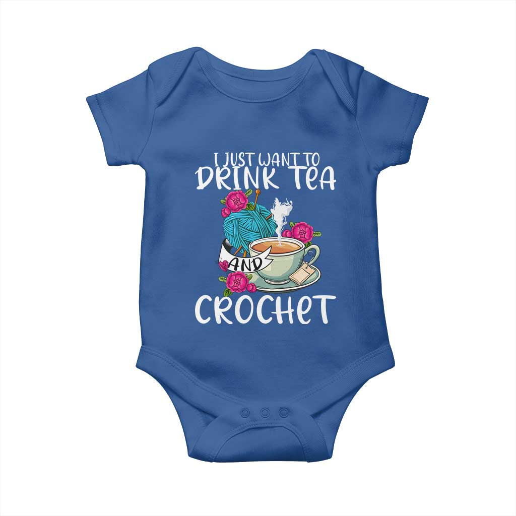 Just Want To Drink Tea And Crochet Baby Onesie