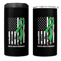 Mental Health Awareness 4 in 1 Can Cooler Tumbler Fight The Stigma America Flag Green Ribbon