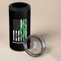 Mental Health Awareness 4 in 1 Can Cooler Tumbler Fight The Stigma America Flag Green Ribbon
