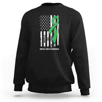 Mental Health Awareness Sweatshirt Fight The Stigma America Flag Green Ribbon - Wonder Print Shop