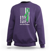 Mental Health Awareness Sweatshirt Fight The Stigma America Flag Green Ribbon - Wonder Print Shop