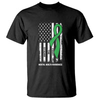Mental Health Awareness T Shirt Fight The Stigma America Flag Green Ribbon - Wonder Print Shop