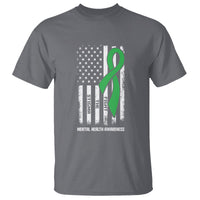 Mental Health Awareness T Shirt Fight The Stigma America Flag Green Ribbon - Wonder Print Shop