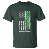 Mental Health Awareness T Shirt Fight The Stigma America Flag Green Ribbon - Wonder Print Shop