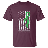 Mental Health Awareness T Shirt Fight The Stigma America Flag Green Ribbon - Wonder Print Shop