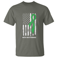 Mental Health Awareness T Shirt Fight The Stigma America Flag Green Ribbon - Wonder Print Shop