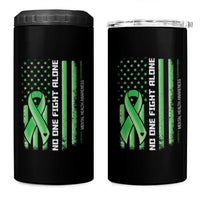 Mental Health Awareness 4 in 1 Can Cooler Tumbler No One Fights Alone America Flag Green Ribbon